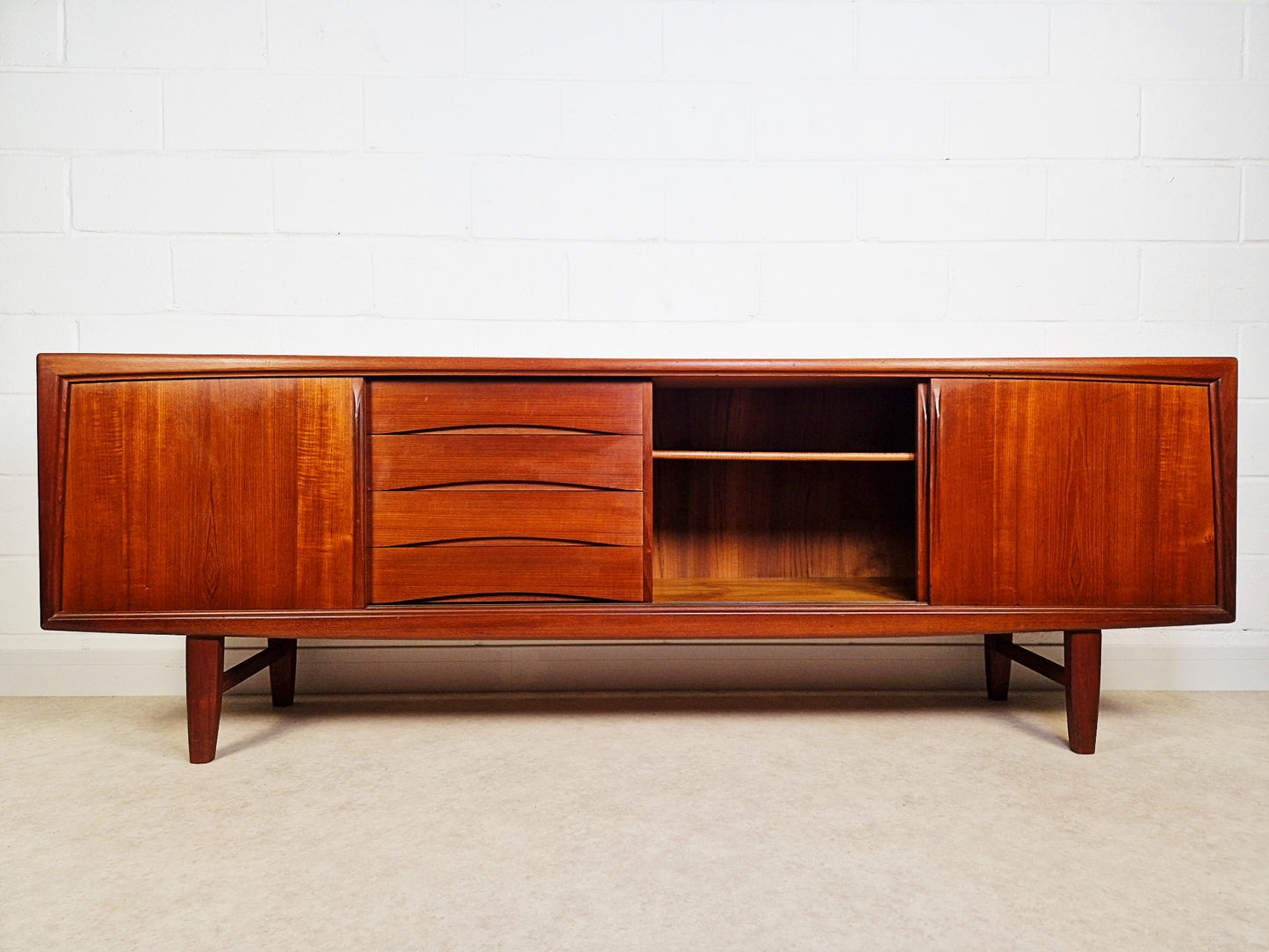 Gunni Ømman For Axel Christiansen Danish Mid Century Teak Long Sideboard Credenza