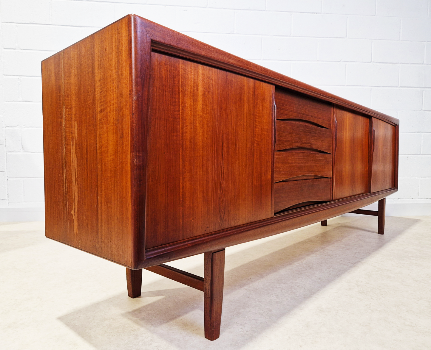 Gunni Ømman For Axel Christiansen Danish Mid Century Teak Long Sideboard Credenza