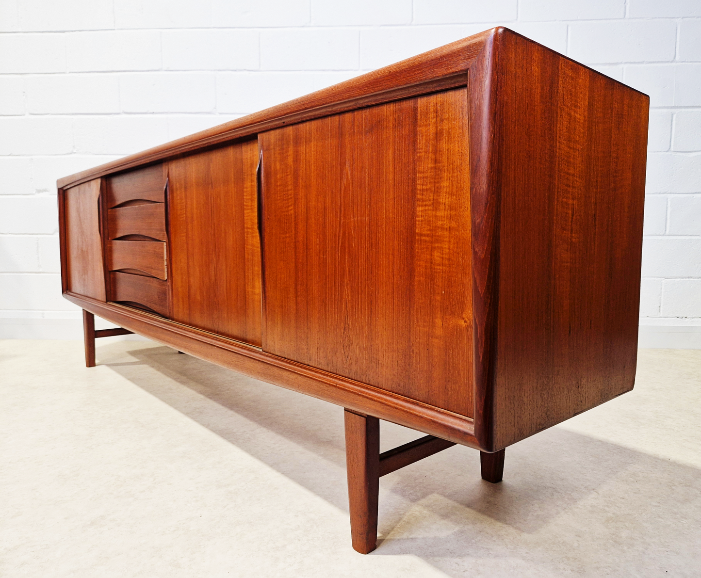 Gunni Ømman For Axel Christiansen Danish Mid Century Teak Long Sideboard Credenza
