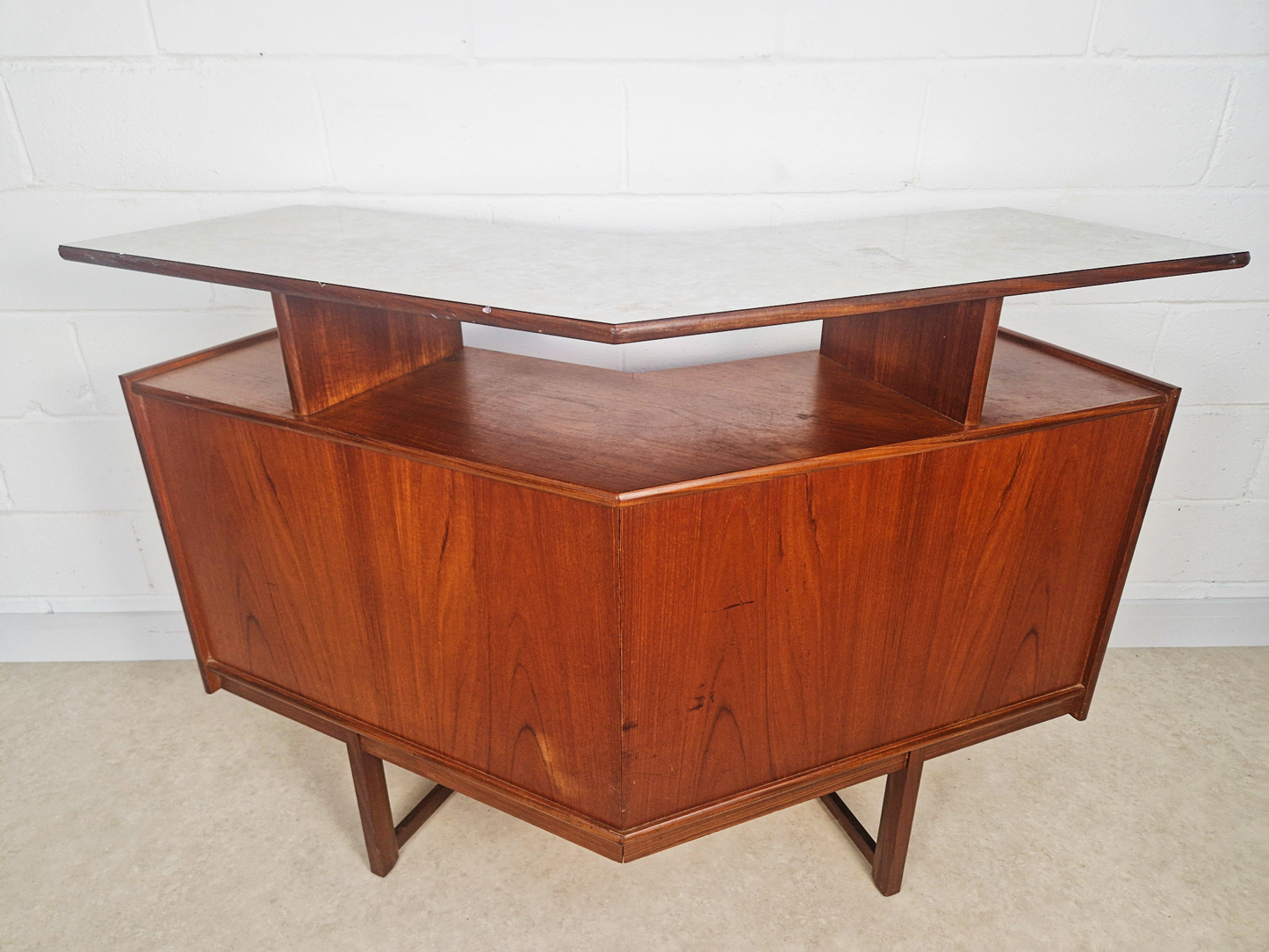 Turnridge of London Vintage Mid Century Medium Teak 1960s Angled Cocktail Bar