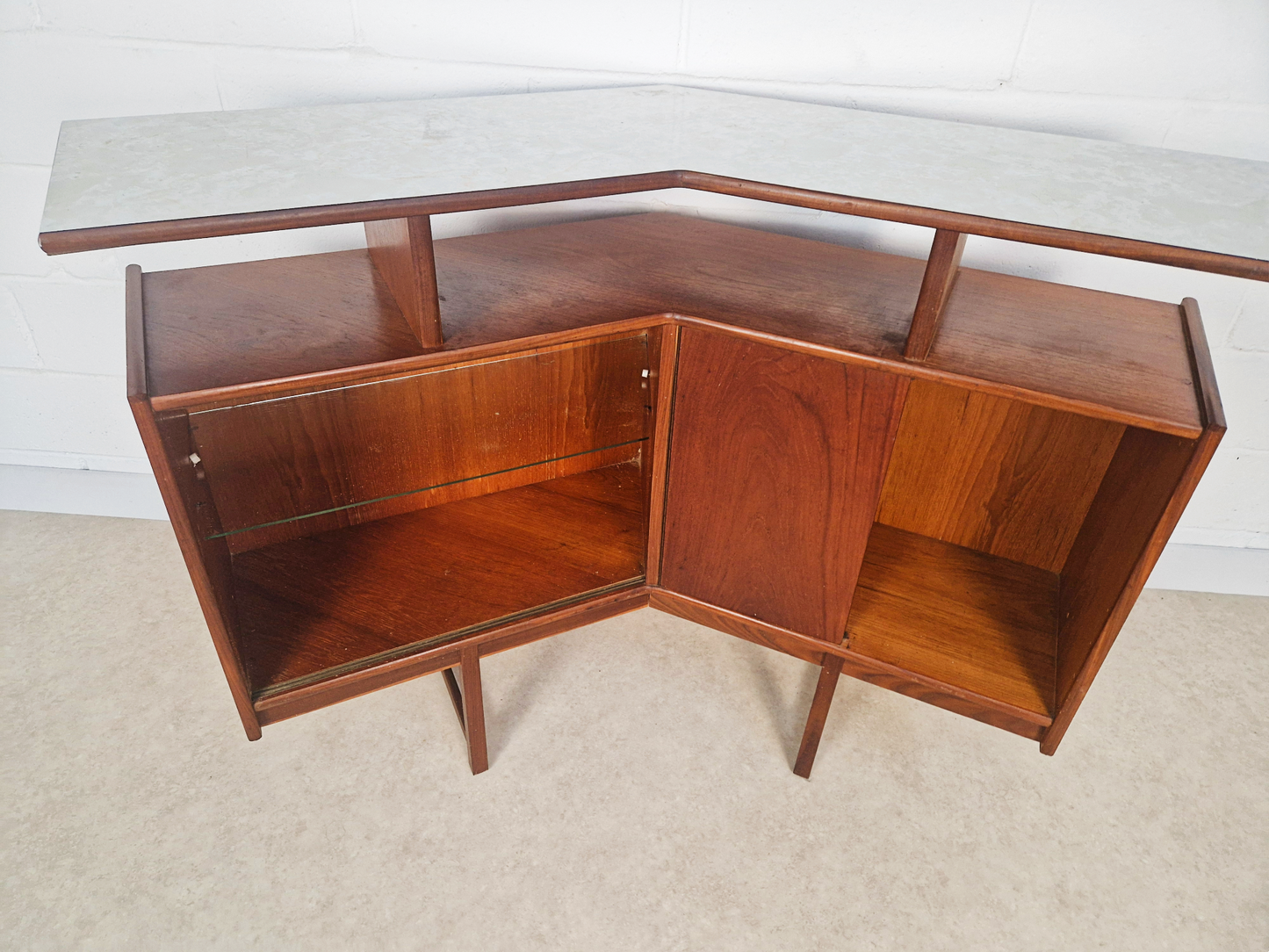 Turnridge of London Vintage Mid Century Medium Teak 1960s Angled Cocktail Bar