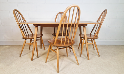 Ercol Windsor Vintage Mid Century Solid Elm Plank Table & Dining Chair Set