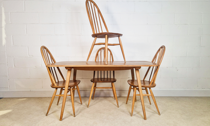 Ercol Windsor Vintage Mid Century Solid Elm Plank Table & Dining Chair Set