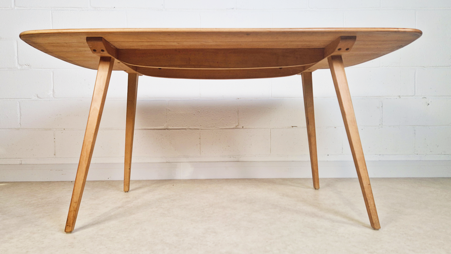 Ercol Windsor Vintage Mid Century Solid Elm Plank Table & Dining Chair Set