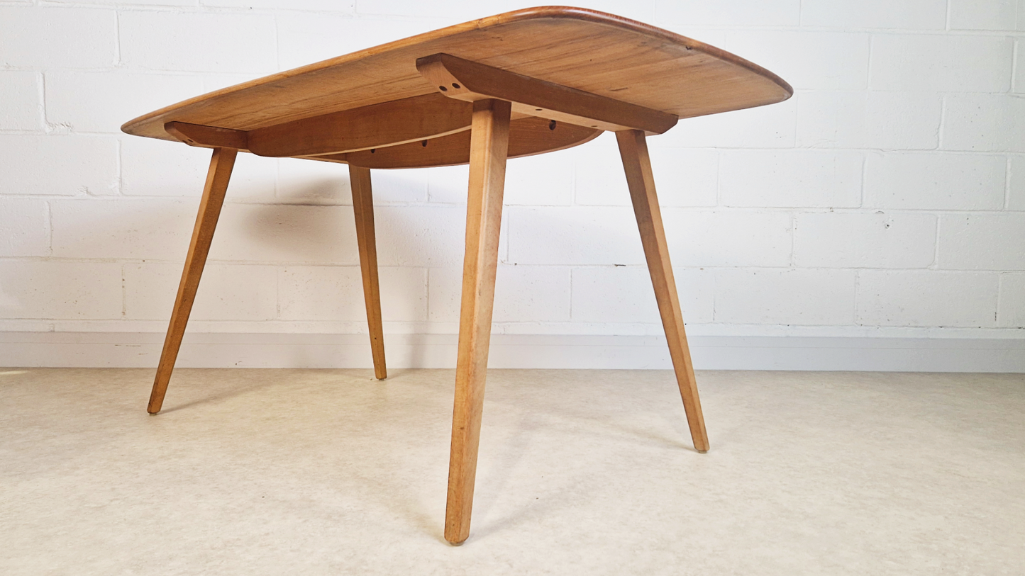 Ercol Windsor Vintage Mid Century Solid Elm Plank Table & Dining Chair Set