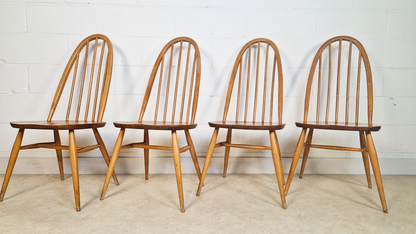 Ercol Windsor Vintage Mid Century Solid Elm Plank Table & Dining Chair Set