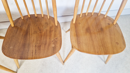 Ercol Windsor Vintage Mid Century Solid Elm Plank Table & Dining Chair Set