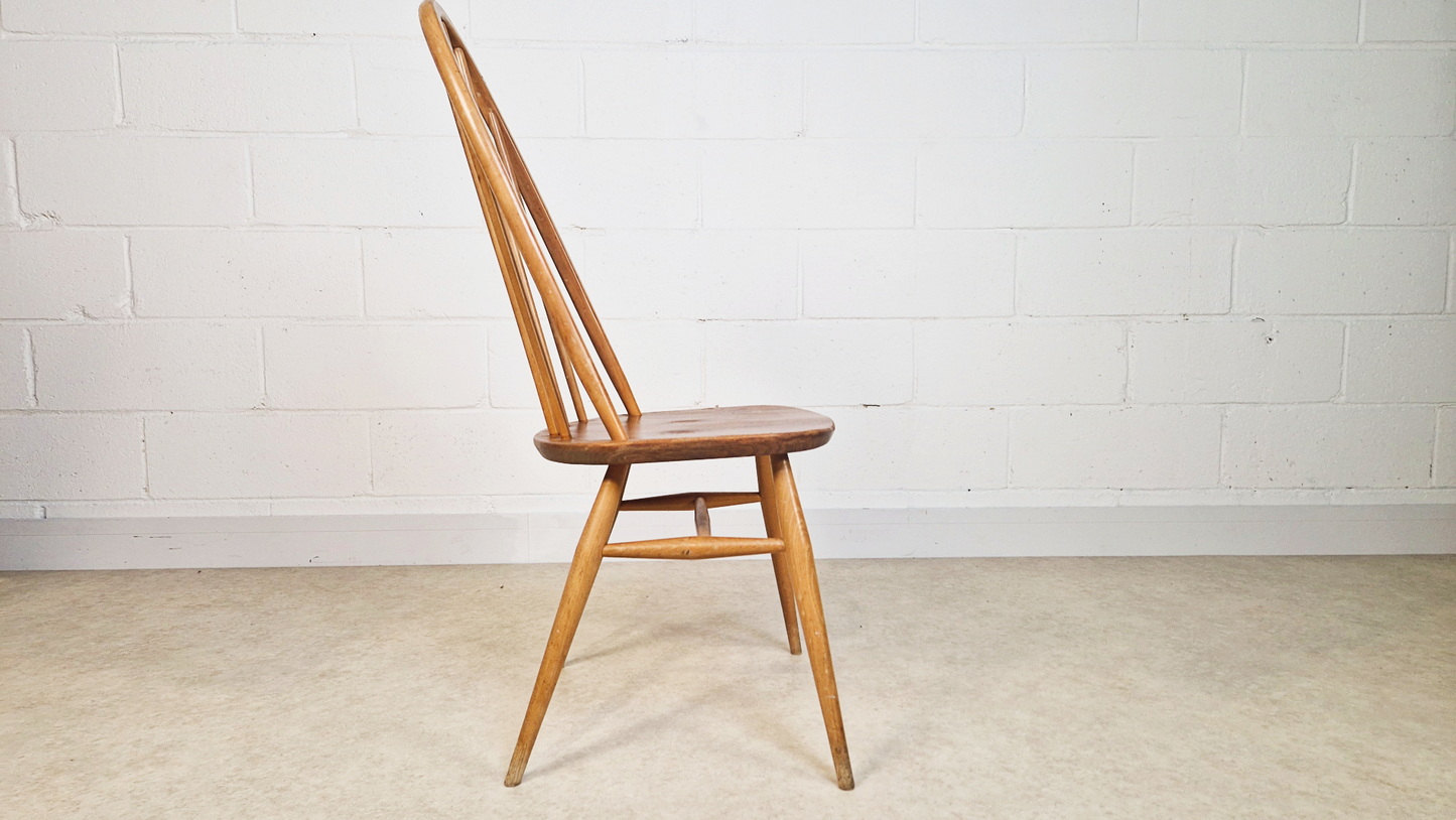 Ercol Windsor Vintage Mid Century Solid Elm Plank Table & Dining Chair Set