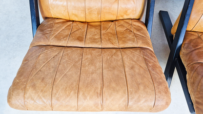 2 X Ueli Berger De Sede Vintage 1970s Danish Cognac Leather Easy Lounge Accent Chairs