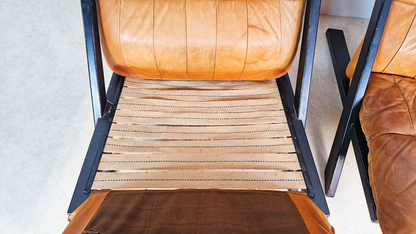 2 X Ueli Berger De Sede Vintage 1970s Danish Cognac Leather Easy Lounge Accent Chairs