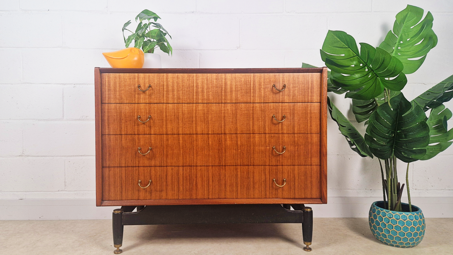 G Plan Liberanza Tola & Black Gold Label Vintage Mid Century Danish Design Chest of Drawers
