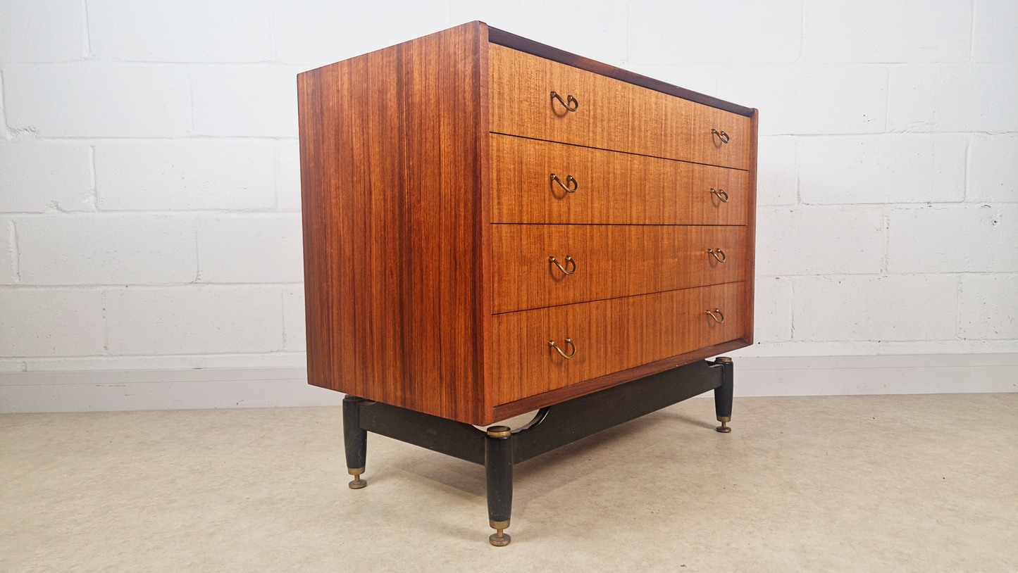 G Plan Liberanza Tola & Black Gold Label Vintage Mid Century Danish Design Chest of Drawers