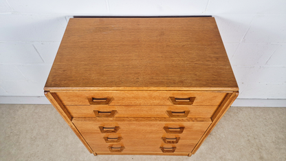 G Plan Egomme Gold Label Vintage 1950s Mid Century Tallboy Chest of Drawers