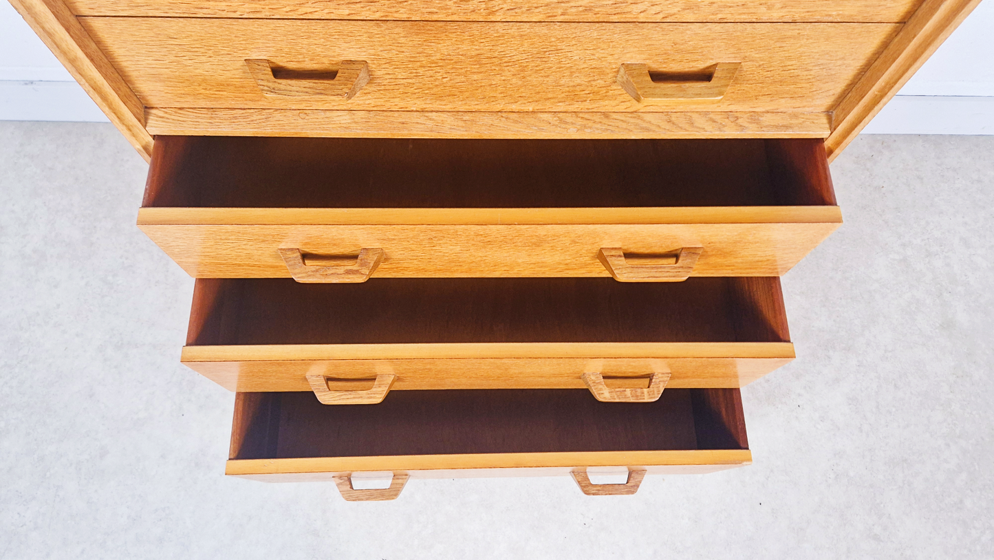 G Plan Egomme Gold Label Vintage 1950s Mid Century Tallboy Chest of Drawers
