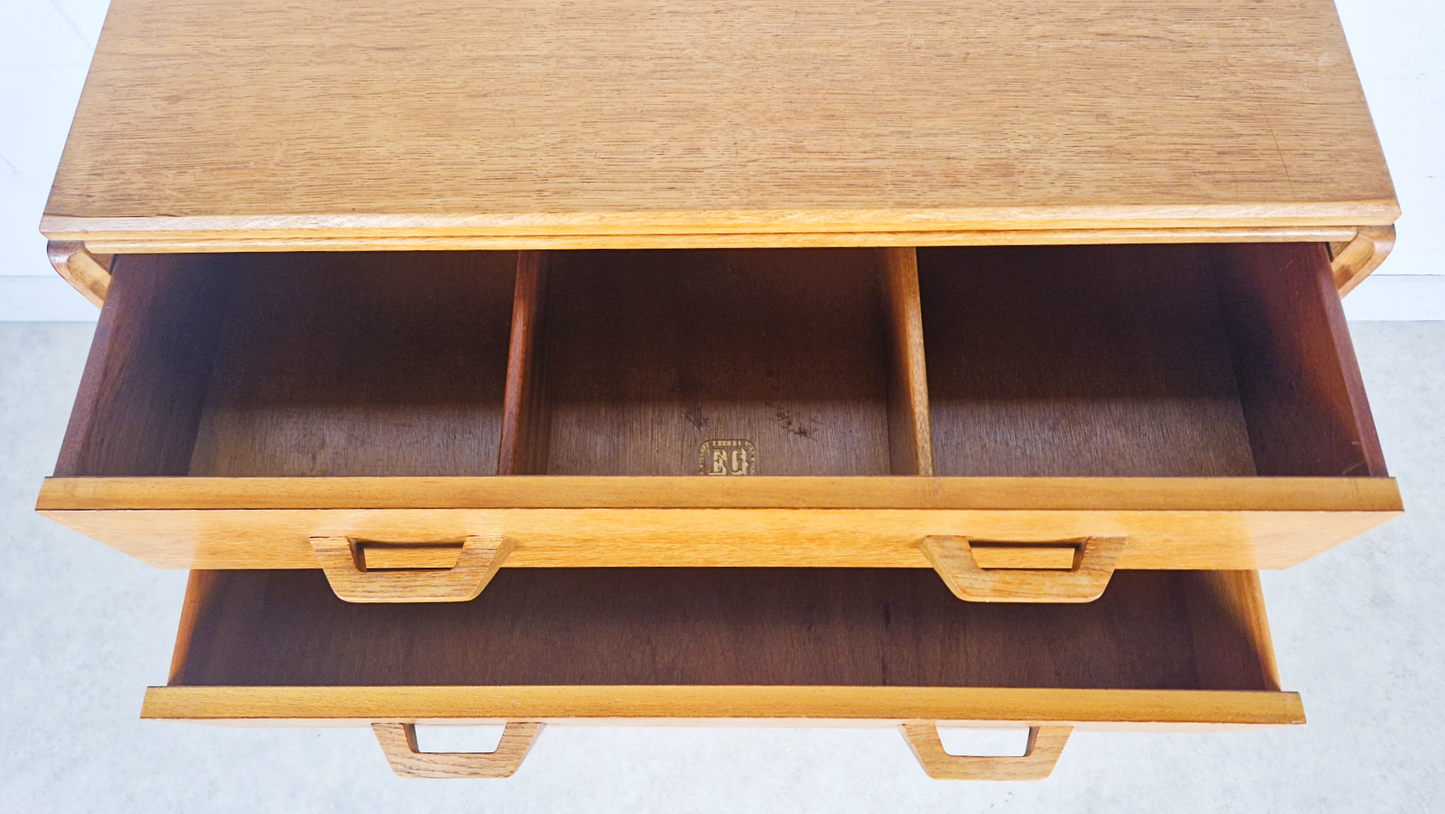 G Plan Egomme Gold Label Vintage 1950s Mid Century Tallboy Chest of Drawers
