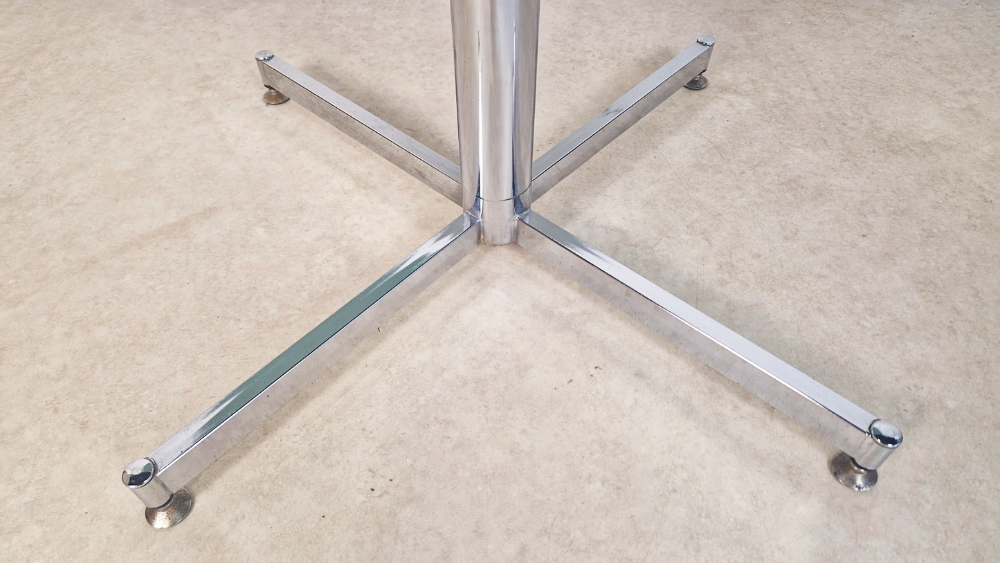 Vintage Mid century 1970s Smoked Glass & Chrome Circular Round Dining Table