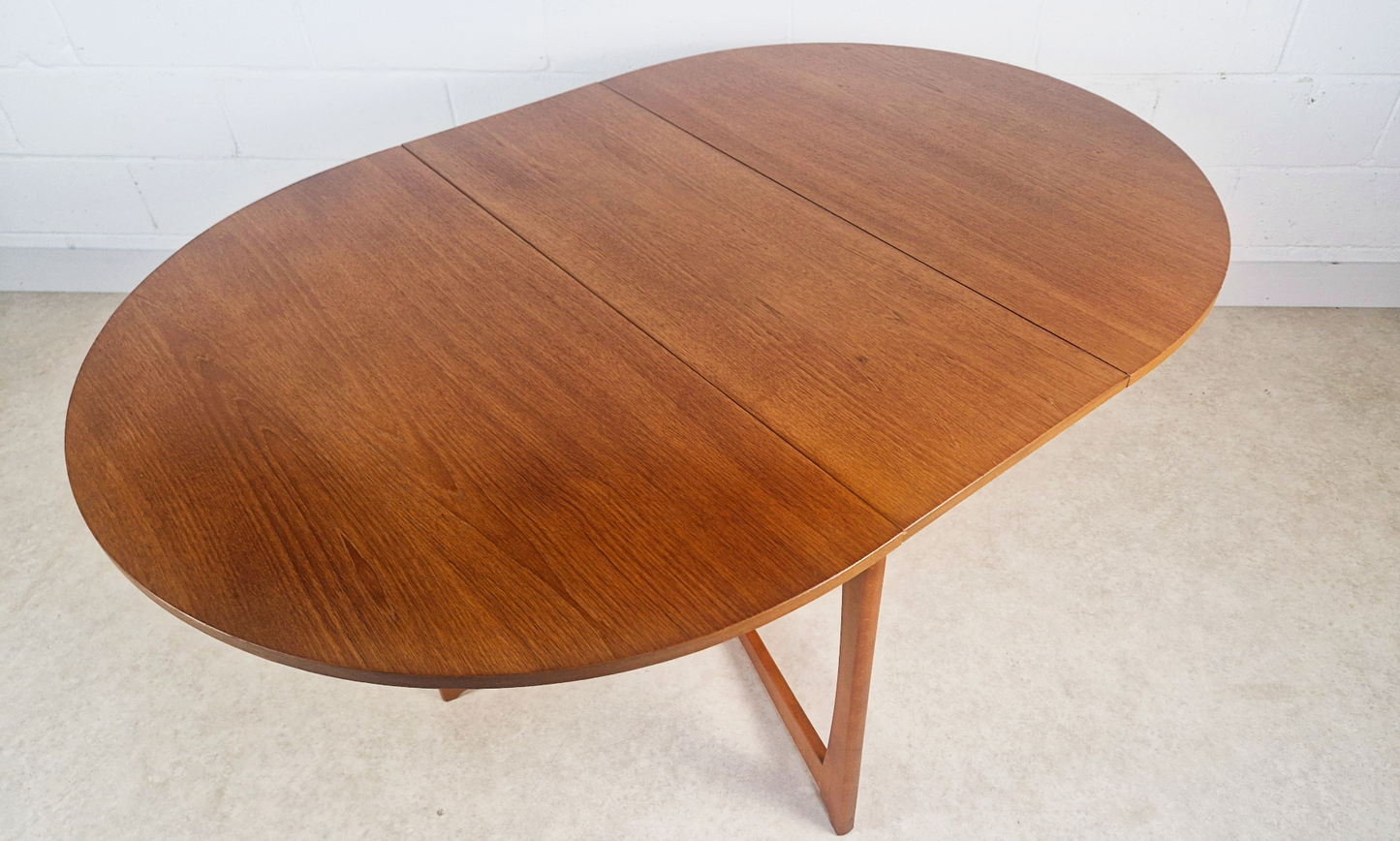 Vintage Mid Century Medium Teak Danish Design Drop Leaf Oval Dining Table