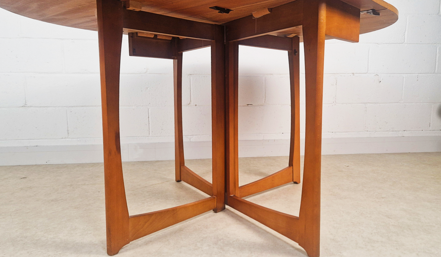 Vintage Mid Century Medium Teak Danish Design Drop Leaf Oval Dining Table