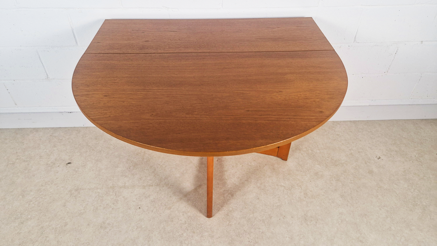 Vintage Mid Century Medium Teak Danish Design Drop Leaf Oval Dining Table