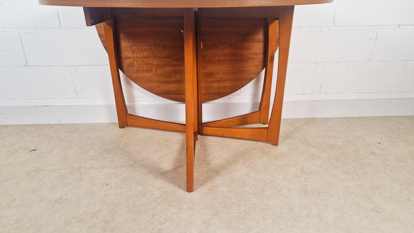 Vintage Mid Century Medium Teak Danish Design Drop Leaf Oval Dining Table