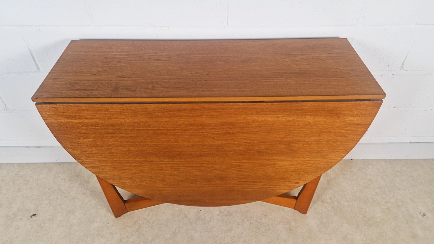 Vintage Mid Century Medium Teak Danish Design Drop Leaf Oval Dining Table