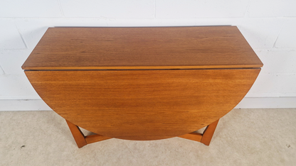 Vintage Mid Century Medium Teak Danish Design Drop Leaf Oval Dining Table