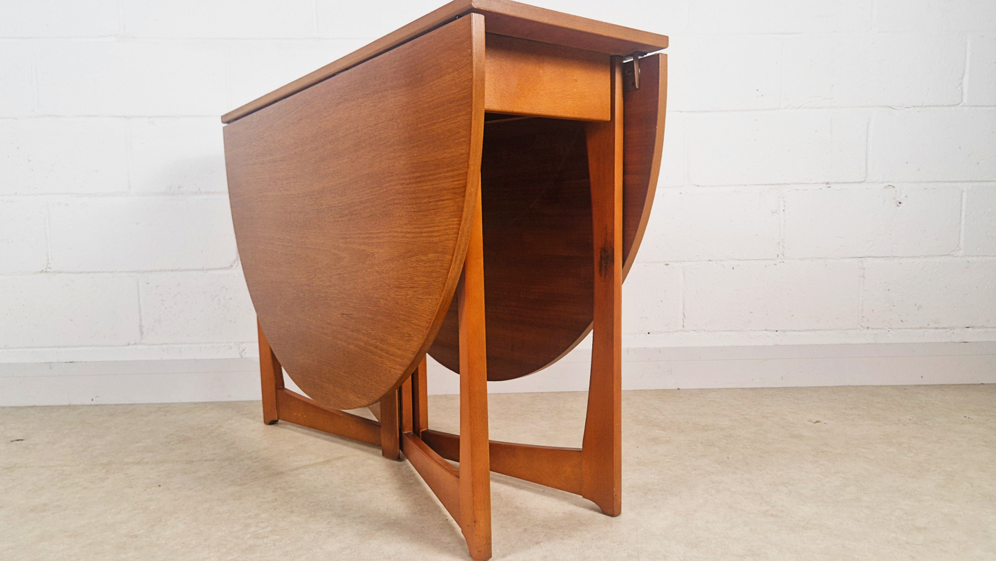 Vintage Mid Century Medium Teak Danish Design Drop Leaf Oval Dining Table