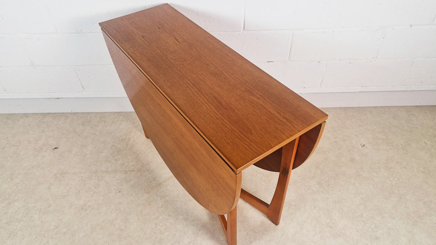 Vintage Mid Century Medium Teak Danish Design Drop Leaf Oval Dining Table