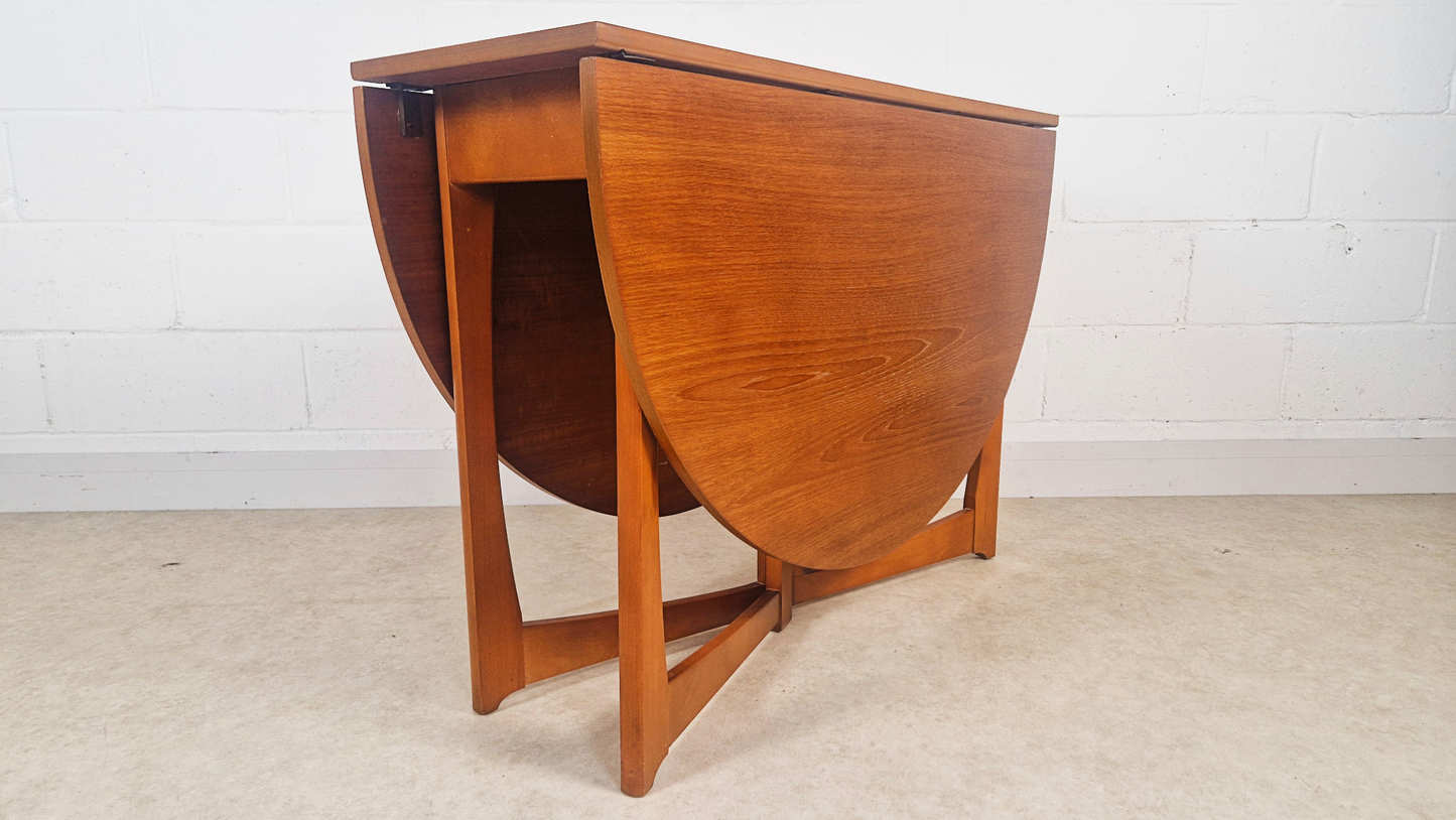 Vintage Mid Century Medium Teak Danish Design Drop Leaf Oval Dining Table