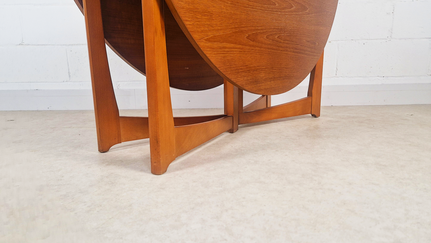 Vintage Mid Century Medium Teak Danish Design Drop Leaf Oval Dining Table