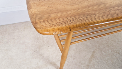 Ercol Vintage Mid Century Solid Light Elm Danish Design Coffee Table With Rack