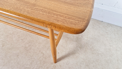 Ercol Vintage Mid Century Solid Light Elm Danish Design Coffee Table With Rack