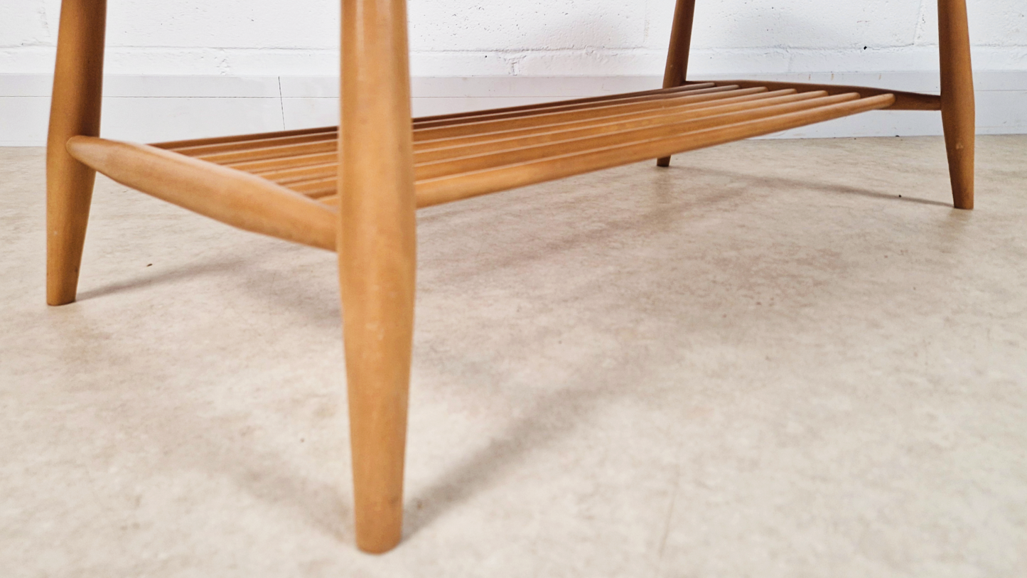 Ercol Vintage Mid Century Solid Light Elm Danish Design Coffee Table With Rack