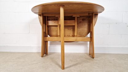 Ercol Vintage Mid Century Solid Elm Drop Leaf Table & Dining Chair Set