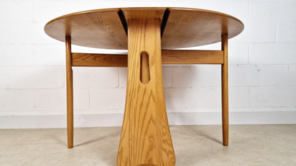 Ercol Vintage Mid Century Solid Elm Drop Leaf Table & Dining Chair Set