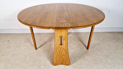 Ercol Vintage Mid Century Solid Elm Drop Leaf Table & Dining Chair Set