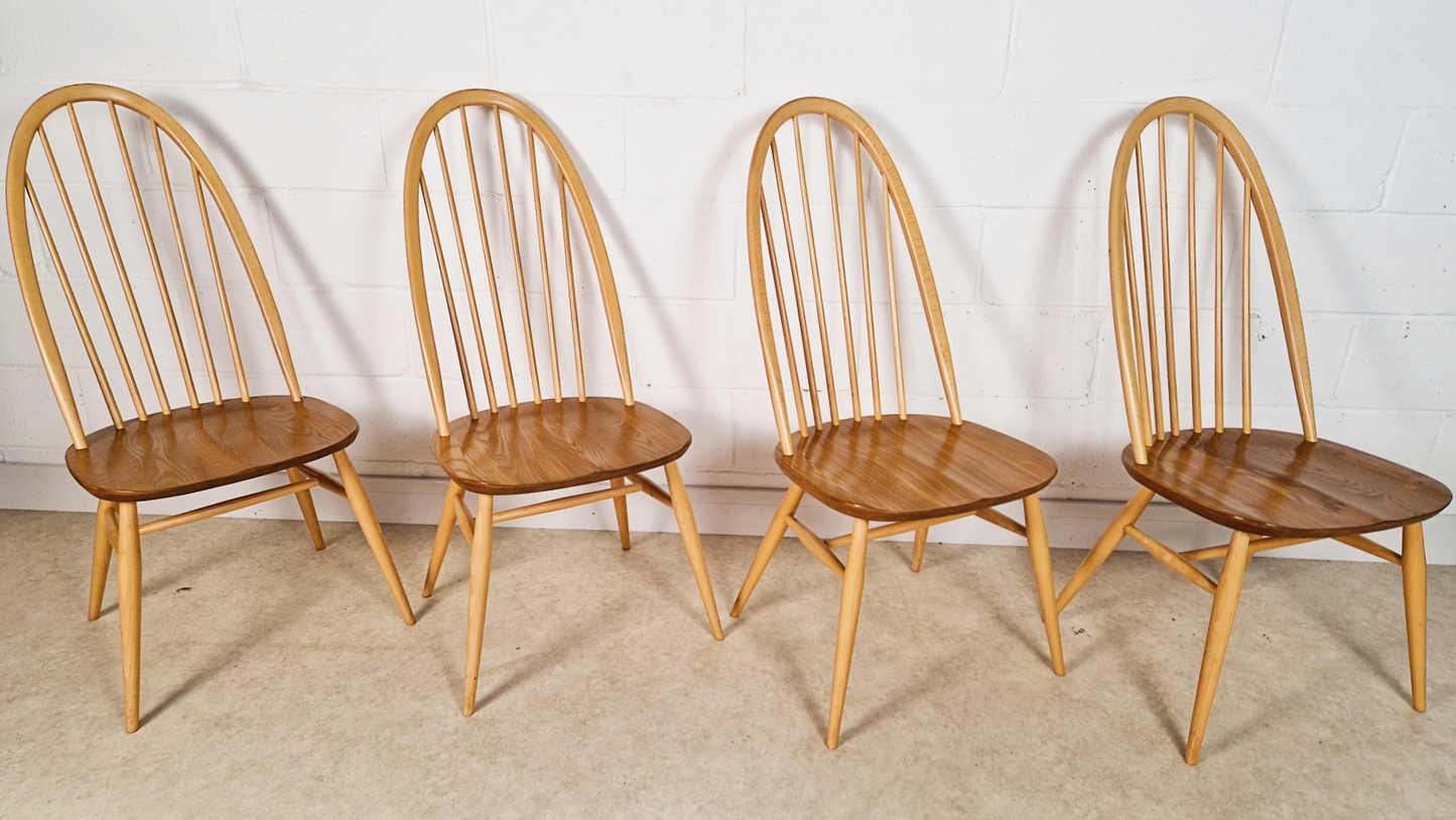 Ercol Vintage Mid Century Solid Elm Drop Leaf Table & Dining Chair Set