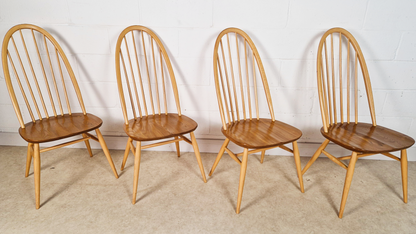 Ercol Vintage Mid Century Solid Elm Drop Leaf Table & Dining Chair Set