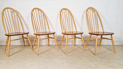 Ercol Vintage Mid Century Solid Elm Drop Leaf Table & Dining Chair Set
