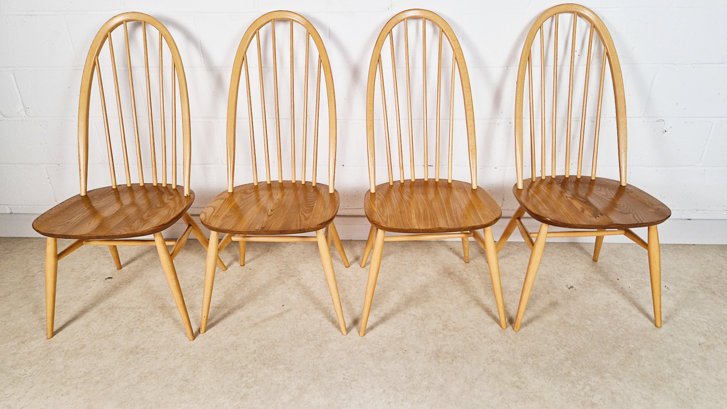 Ercol Vintage Mid Century Solid Elm Drop Leaf Table & Dining Chair Set