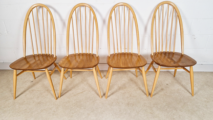 Ercol Vintage Mid Century Solid Elm Drop Leaf Table & Dining Chair Set