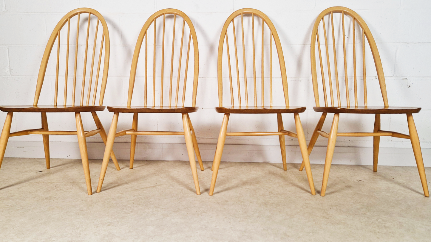 Ercol Vintage Mid Century Solid Elm Drop Leaf Table & Dining Chair Set