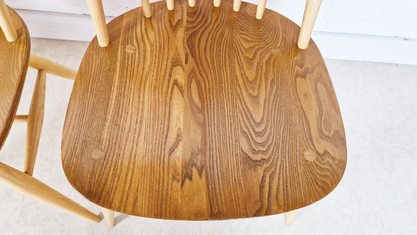 Ercol Vintage Mid Century Solid Elm Drop Leaf Table & Dining Chair Set