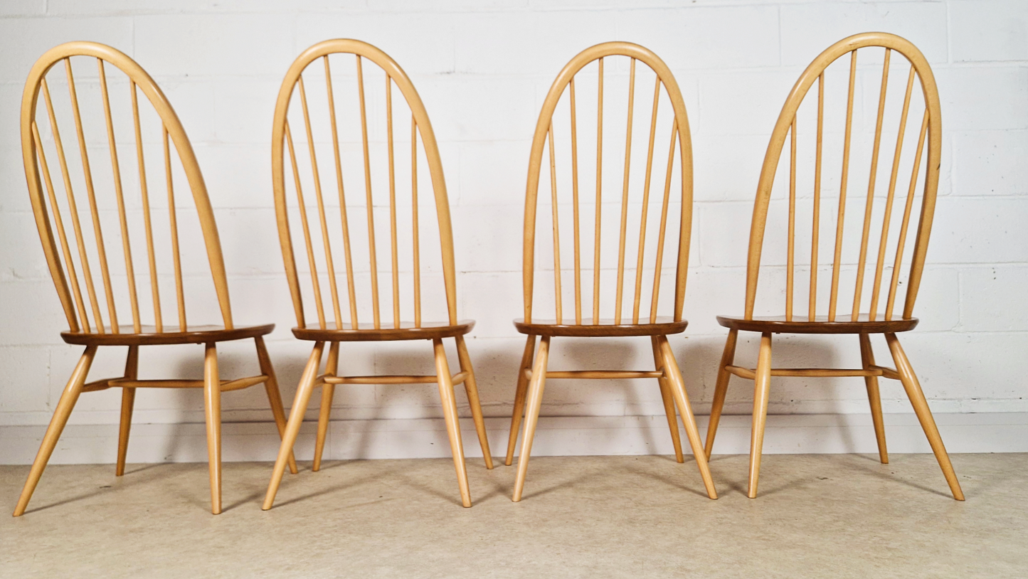 Ercol Vintage Mid Century Solid Elm Drop Leaf Table & Dining Chair Set