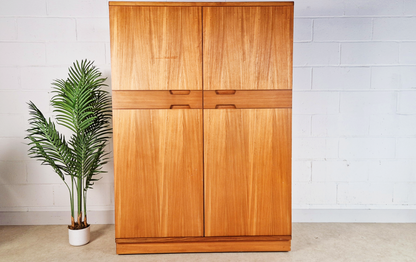 Gunther Hoffstead for Uniflex Q Range Vintage Mid Century Blonde Teak Double Wardrobe