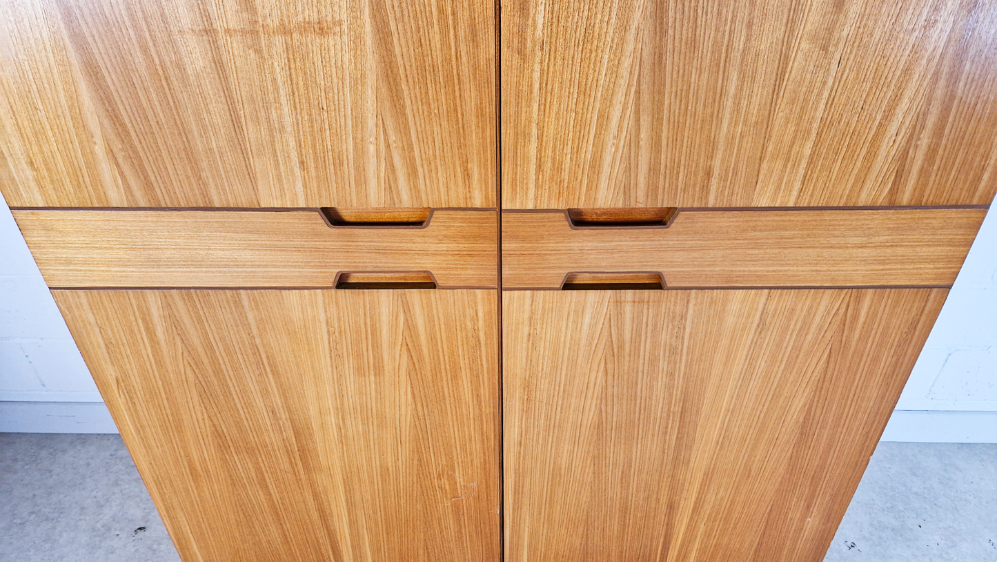 Gunther Hoffstead for Uniflex Q Range Vintage Mid Century Blonde Teak Double Wardrobe