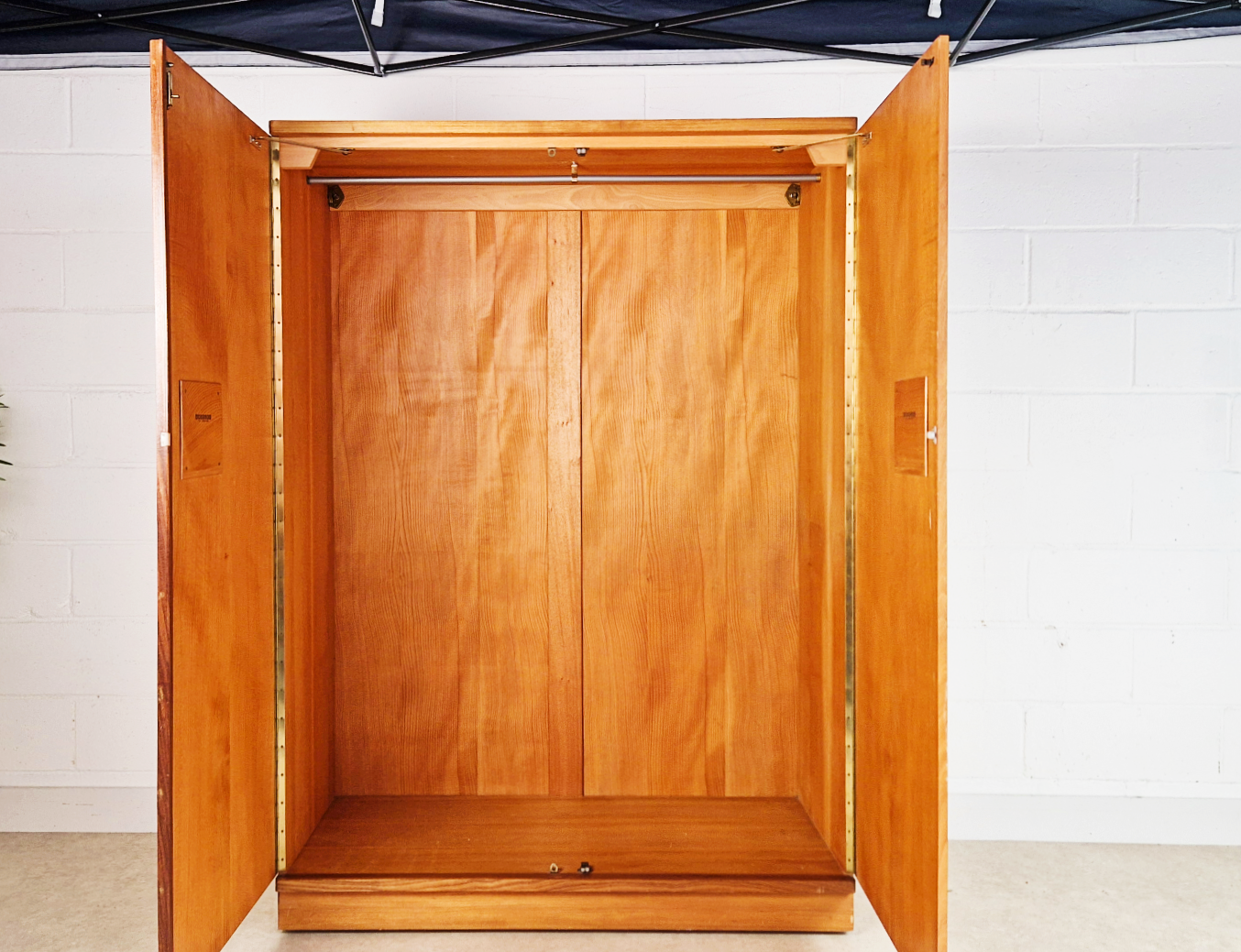 Gunther Hoffstead for Uniflex Q Range Vintage Mid Century Blonde Teak Double Wardrobe