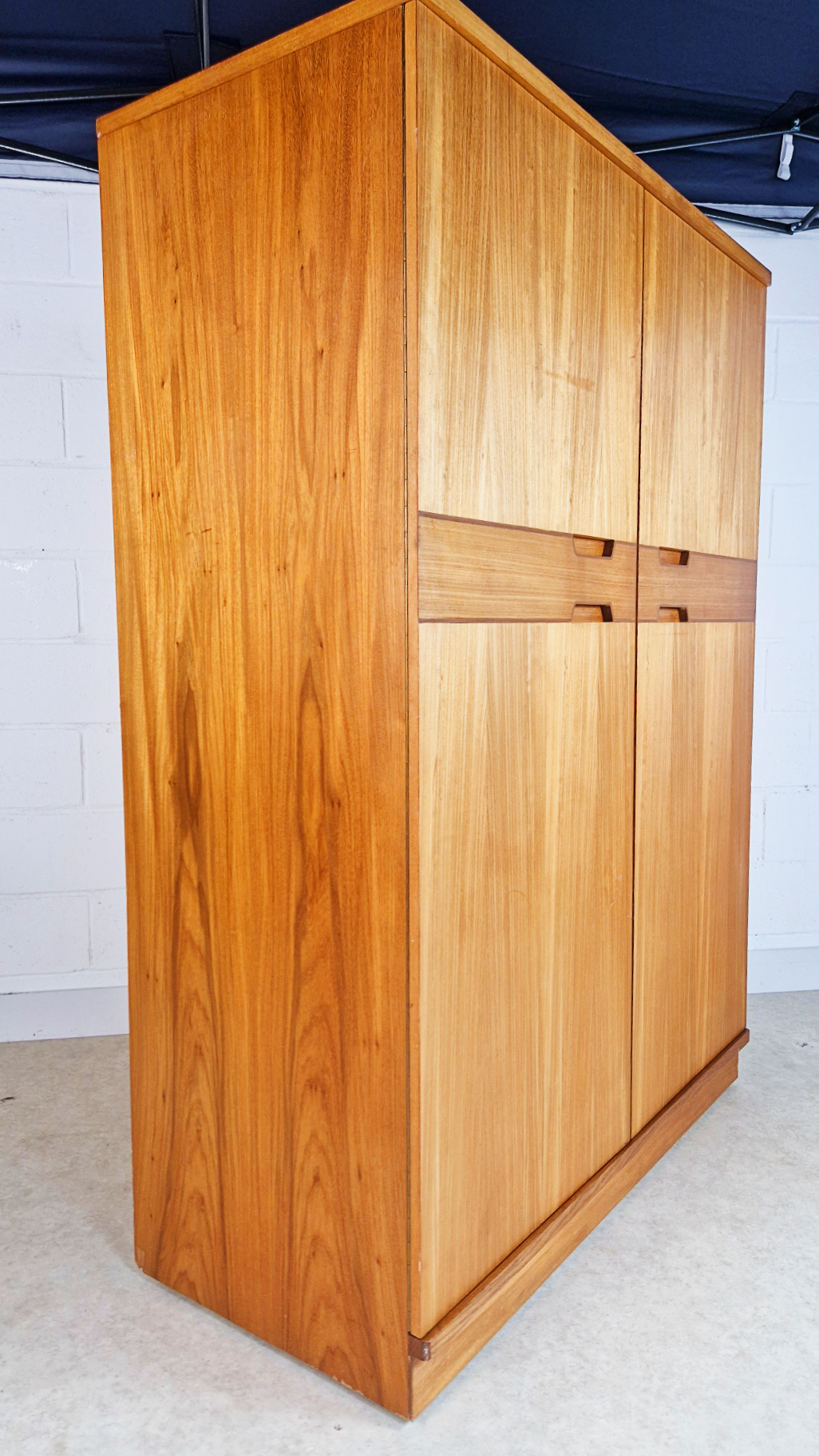 Gunther Hoffstead for Uniflex Q Range Vintage Mid Century Blonde Teak Double Wardrobe