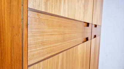 Gunther Hoffstead for Uniflex Q Range Vintage Mid Century Blonde Teak Double Wardrobe