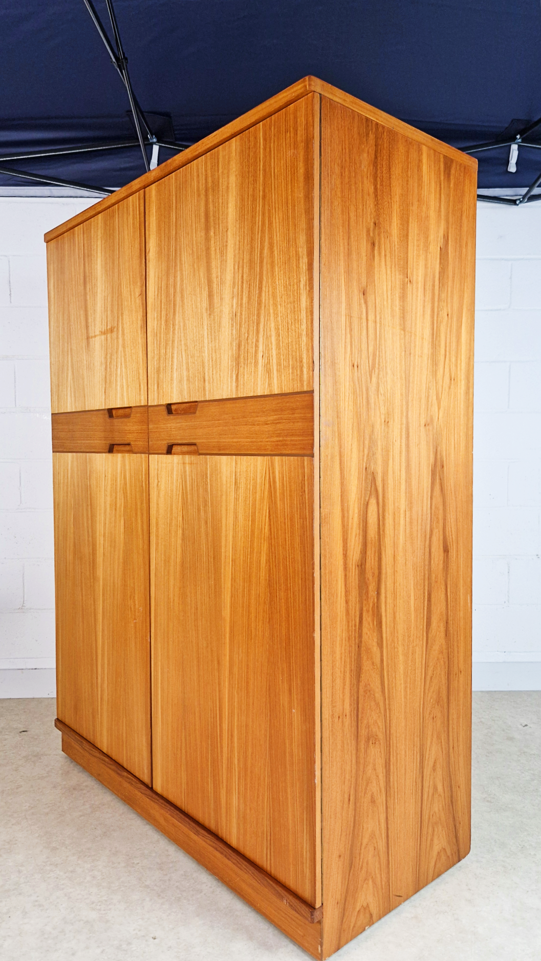 Gunther Hoffstead for Uniflex Q Range Vintage Mid Century Blonde Teak Double Wardrobe